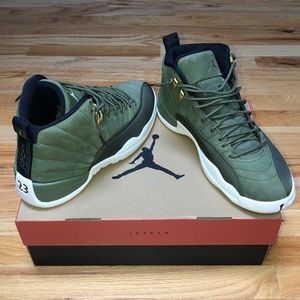 jordan retro 12 olive green toddler